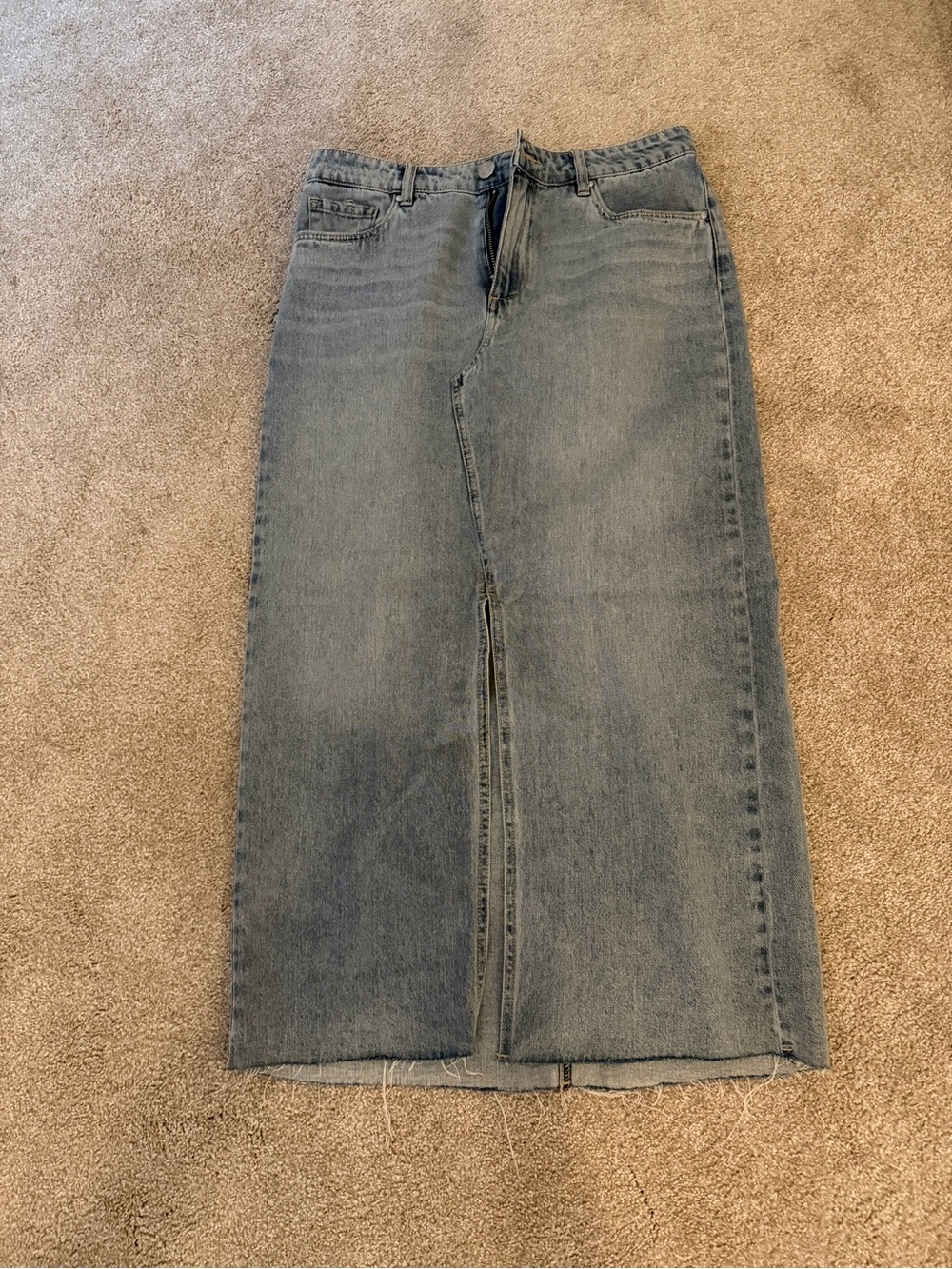 Kut from the Kloth Light Blue Denim Maxi Skirt with Front Slit